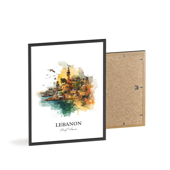 Lebanon Wall Art, Lebanon Print, Lebanon Watercolor Art, Lebanon Country Gift, Travel Print, Travel Poster, Housewarming Gift