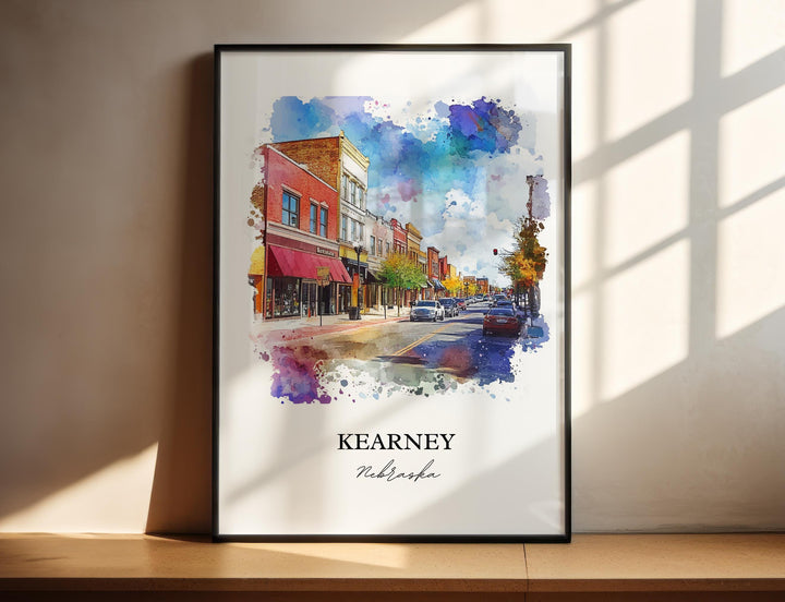 Kearney Nebraska Wall Art, Buffalo County NE Print, Nebraska Watercolor Art, Kearney Gift, Travel Print, Travel Poster, Housewarming Gift