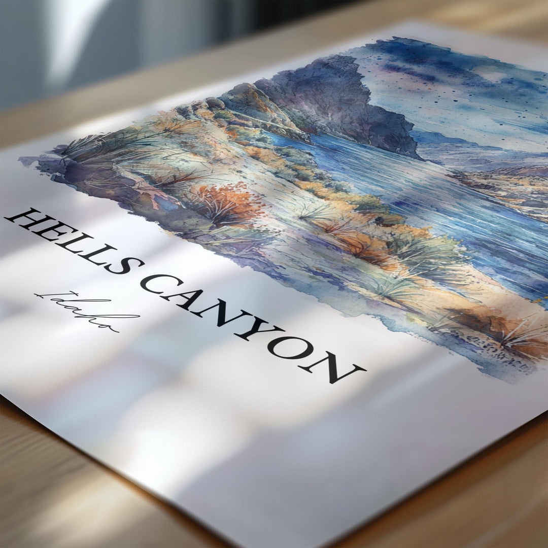 Hells Canyon Wall Art, Wallowa County OR Print, Idaho Watercolor Art, Hells Canyon Gift, Travel Print, Travel Poster, Housewarming Gift