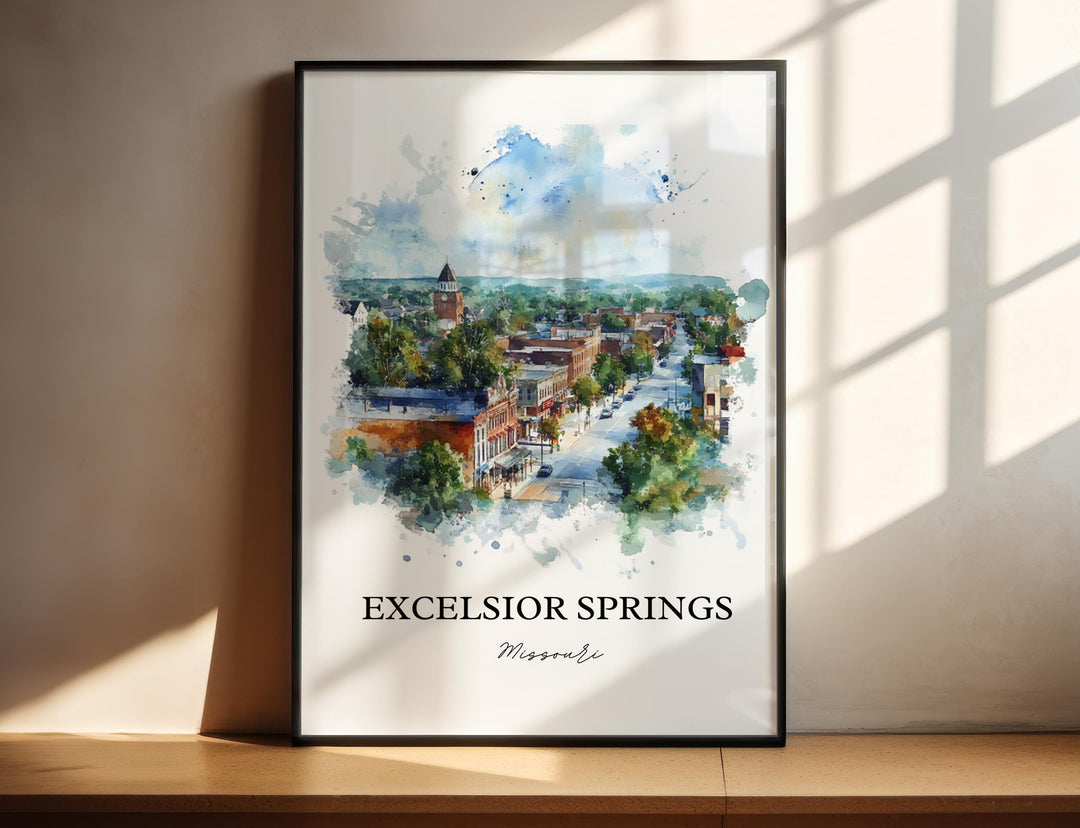 Excelsior Springs, Missouri, USA – Watercolor Art Print