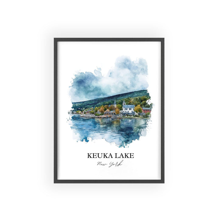 Keuka Lake Wall Art, Finger Lakes Print, Cayuga Lake NY Watercolor Art, Keuka Lake Gift, Travel Print, Travel Poster, Housewarming Gift