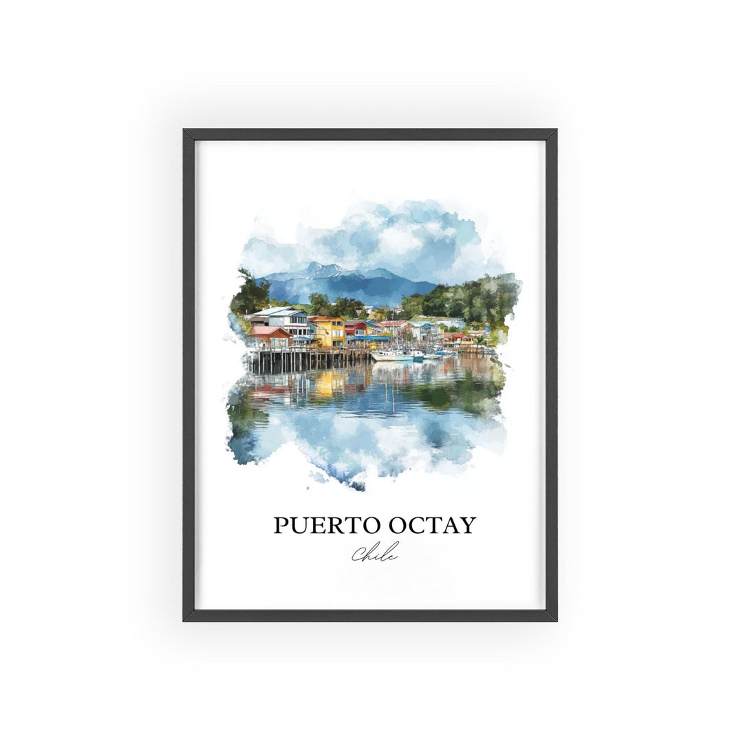 Puerto Octay Wall Art, Llanquihue Lake Print, Chile Watercolor Art, Puerto Octay Gift, Travel Print, Travel Poster, Housewarming Gift