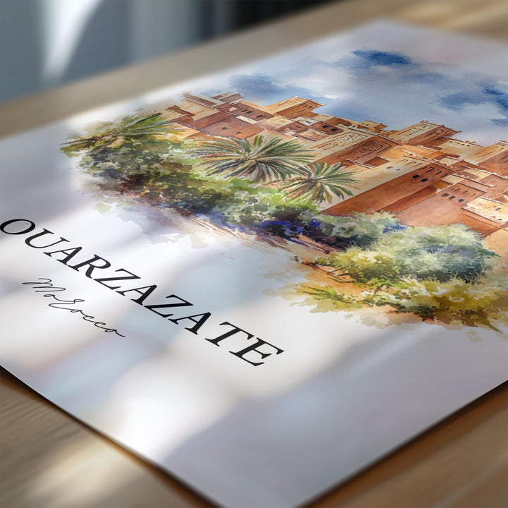 Ouarzazate Wall Art, High Atlas Mountains Print, Morocco Watercolor Art, Ouarzazate Gift, Travel Print, Travel Poster, Housewarming Gift