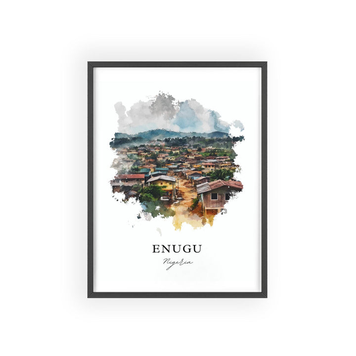 Enugu Nigeria Wall Art, Nigeria Print, Nigeria Watercolor Art, Enugu Nigeria Gift, Travel Print, Travel Poster, Housewarming Gift