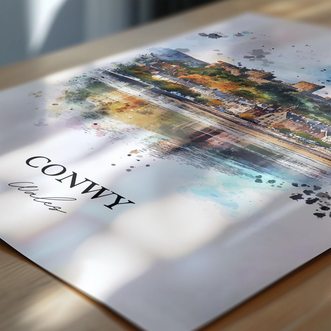 Conwy Wales Wall Art, Conwy Print, Wales Watercolor Art, Conway Wales Gift, Travel Print, Travel Poster, Housewarming Gift