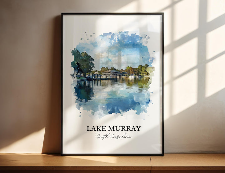 Lake Murray Wall Art, Chapin SC Print, South Carolina Watercolor Art, Lake Murray SC Gift, Travel Print, Travel Poster, Housewarming Gift