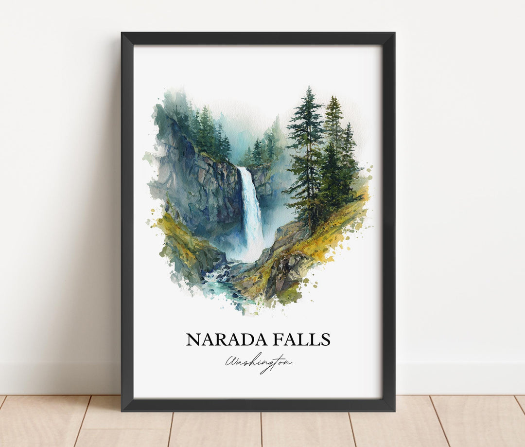 Narada Falls Wall Art, Mount Rainier Print, Washington State Artwork, Narada Falls Gift, Travel Print, Travel Poster, Housewarming Gift