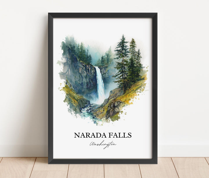 Narada Falls Wall Art, Mount Rainier Print, Washington State Artwork, Narada Falls Gift, Travel Print, Travel Poster, Housewarming Gift