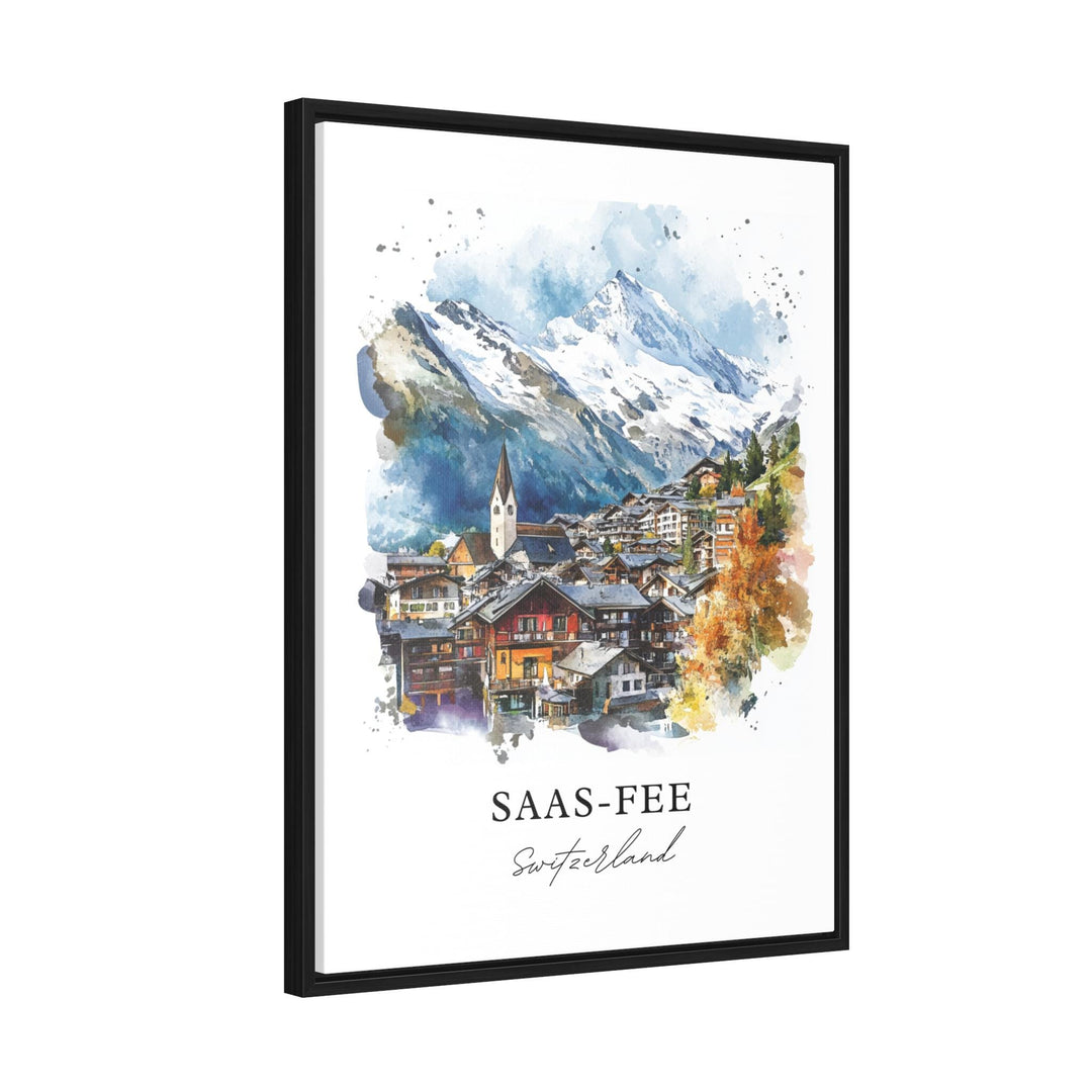 Saas-Fee Wall Art, Saas-Fee Print, Saas-Fee Switzerland Watercolor, Swiss Alps Gift,