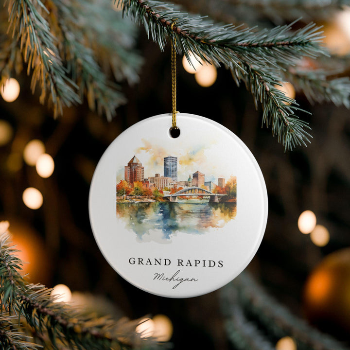Grand Rapids MI Ornament: Unique Grand Rapids Souvenir, Grand Rapids Xmas Decor, and Authentic Grand Rapids Michigan Gift