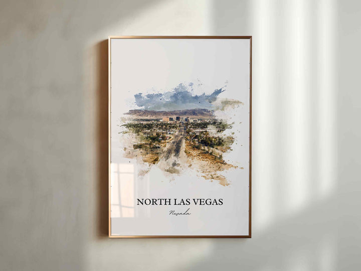 North Las Vegas Wall Art, Las Vegas Print, Nevada Watercolor Art, North Las Vegas Gift, Travel Print, Travel Poster, Housewarming Gift