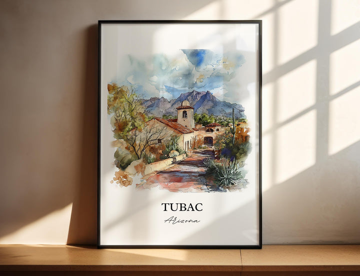 Tubac AZ Wall Art, Santa Cruz County AZ Print, Arizona Watercolor Art, Tubac Arizona Gift, Travel Print, Travel Poster, Housewarming Gift