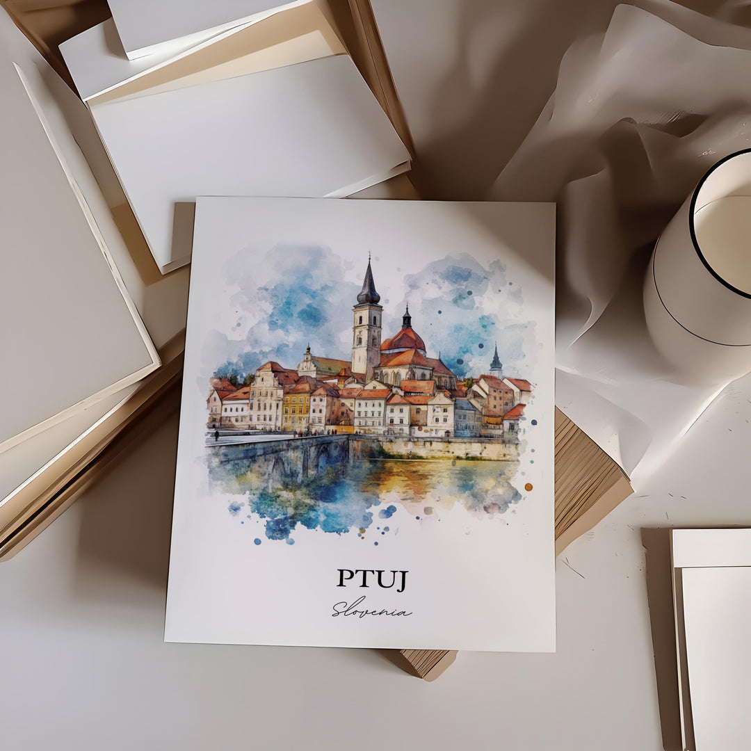 Ptuj Slovenia Wall Art, Styria Region Print, Slovenia Watercolor Art, Ptuj Gift, Travel Print, Travel Poster, Housewarming Gift