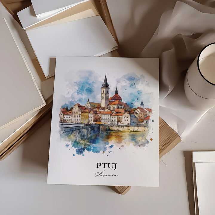 Ptuj Slovenia Wall Art, Styria Region Print, Slovenia Watercolor Art, Ptuj Gift, Travel Print, Travel Poster, Housewarming Gift