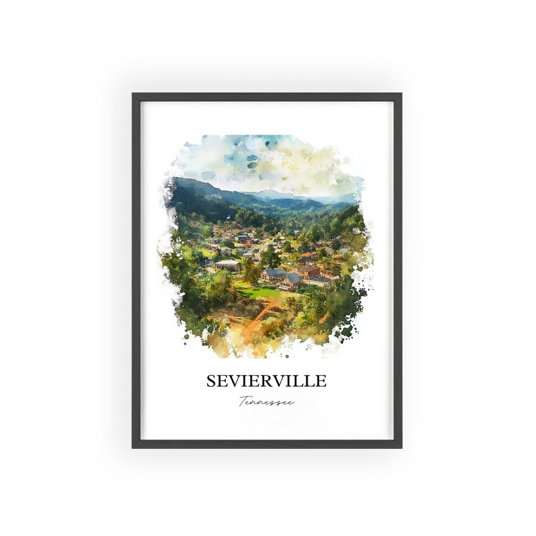 Sevierville TN Wall Art, Great Smoky Mountains Print, TN Watercolor Art, Sevierville Gift, Travel Print, Travel Poster, Housewarming Gift