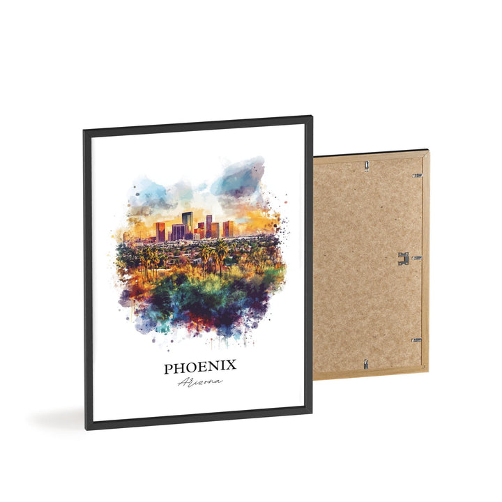 Phoenix Wall Art, Phoenix AZ Print, Arizona Watercolor Art, Phoenix Skyline Gift, Travel Print, Travel Poster, Housewarming Gift