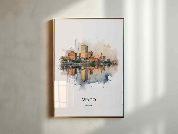 Waco, Texas – Watercolor Art Print