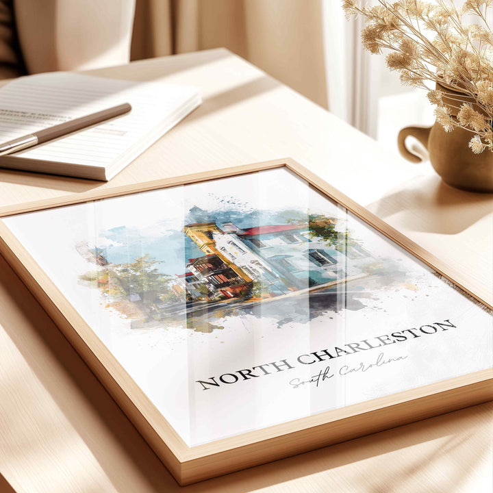 North Charleston, South Carolina – Watercolor Art Print