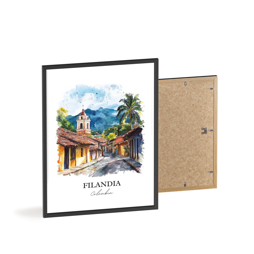 Filandia Wall Art, Quindío Print, Colombia Watercolor Art, Filandia Colombia Gift, Travel Print, Travel Poster, Housewarming Gift