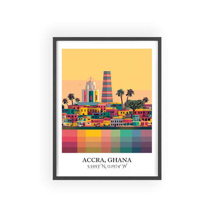 Accra Ghana Art, Accra Retro Travel Art, Accra Ghana Home Decor, Ghana Gift, Ghana Travel Art, Travel Prints, Housewarming Gift