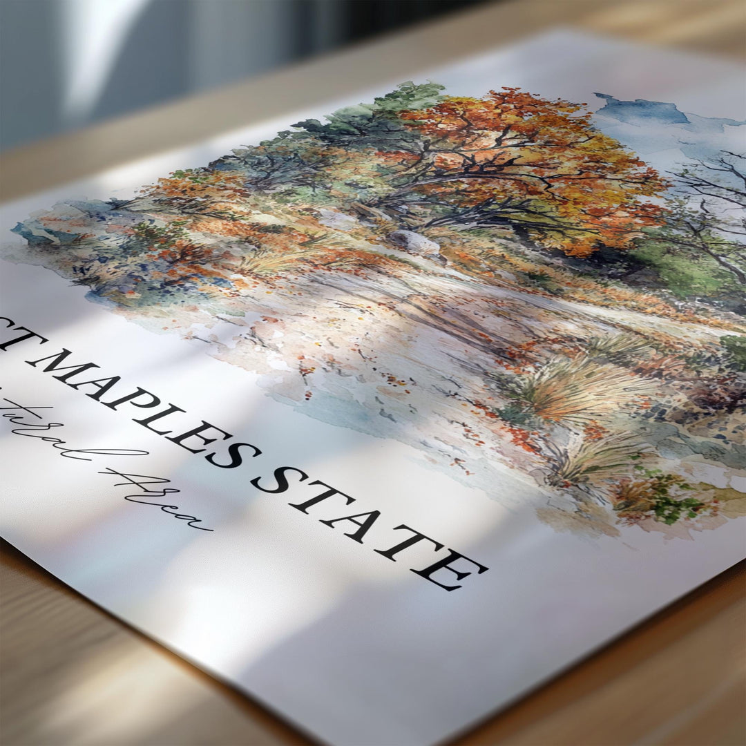 Lost Maples State Park Wall Art, Vanderpool TX Print, Texas Watercolor, Lost Maples TX Gift, Travel Print, Travel Poster, Housewarming Gift