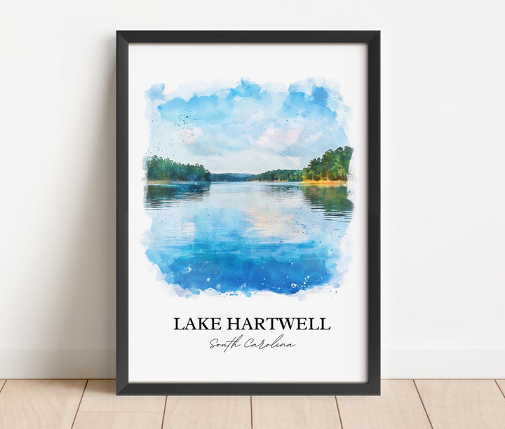 Lake Hartwell, Georgia, USA – Watercolor Art Print