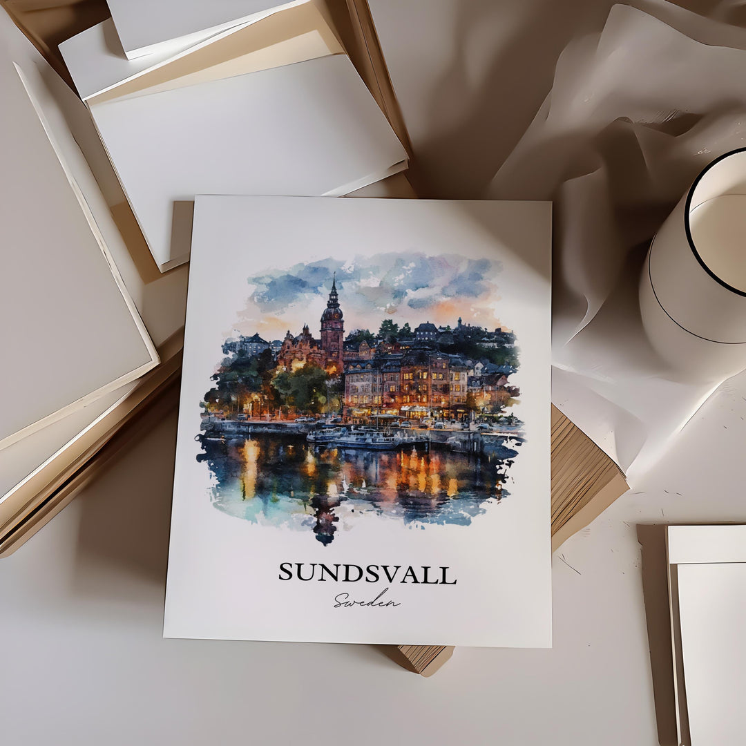 Sundsvall Travel Print Wall Art Sundsvall Wall Hanging Home Décor Sundsvall Gift Art Lovers Sweden Art Lover Gift Sundsvall Poster