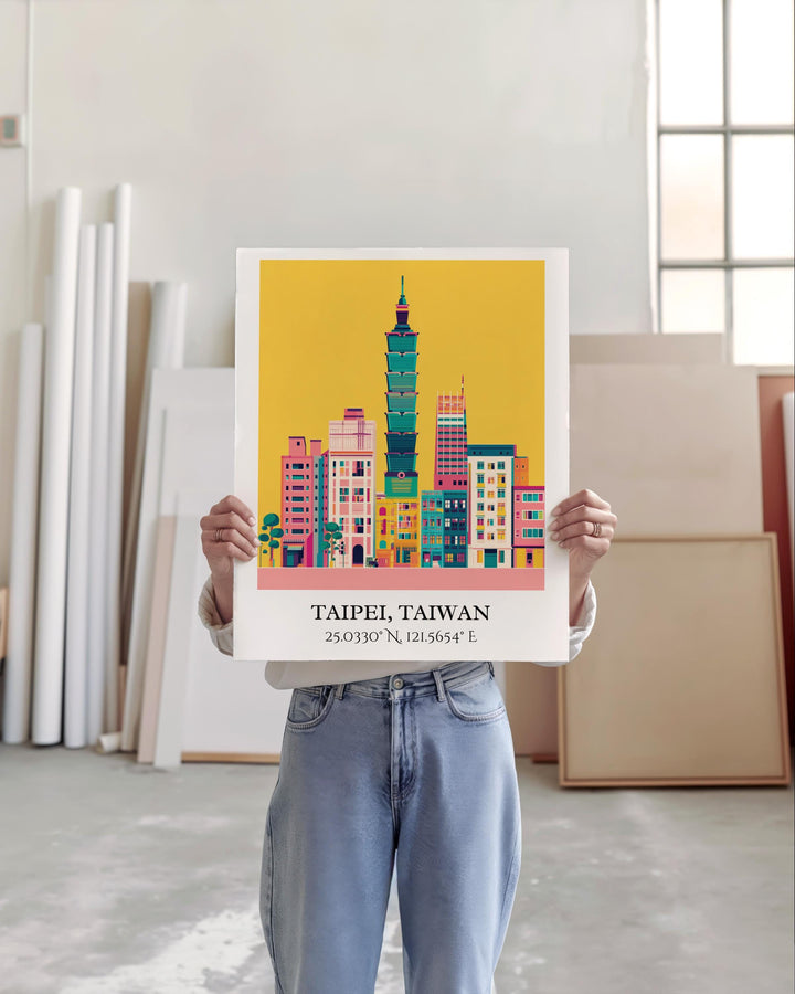 Taipei Art, Taipei Retro Travel Art, Taipei Home Decor, Taipei Taiwan Gift, Taiwan Travel Art, Travel Prints, Housewarming Gift