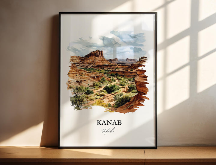 Kanab Utah Wall Art, Kane County Print, Utah Watercolor Art, Kanab Utah Gift, Travel Print, Travel Poster, Housewarming Gift