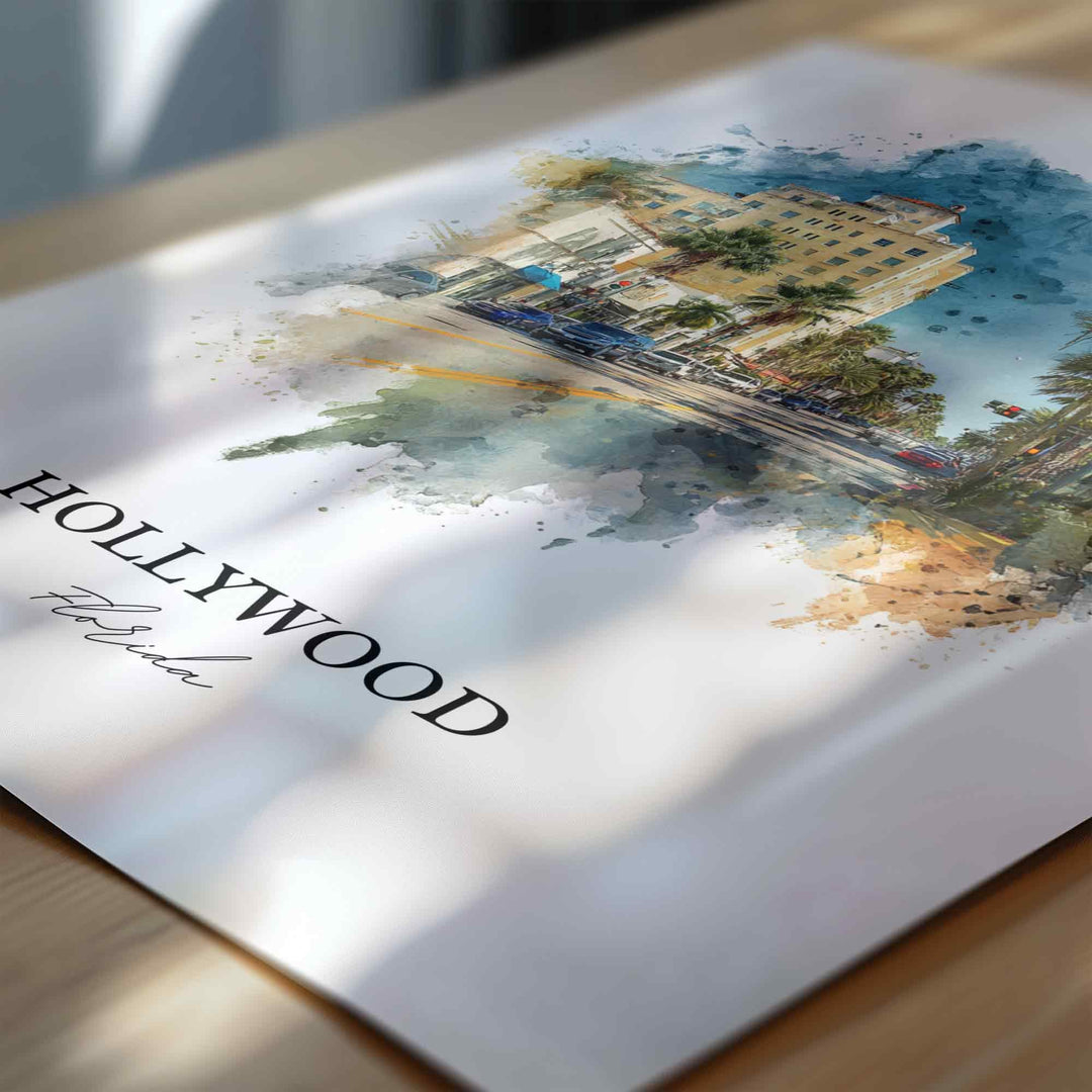 Hollywood, Florida – Watercolor Art Print