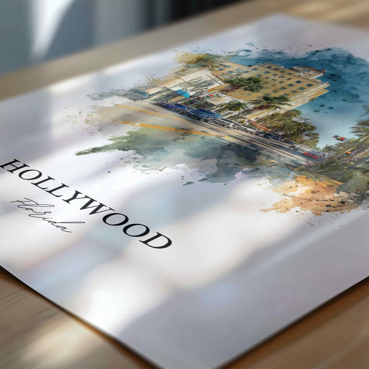 Hollywood, Florida – Watercolor Art Print