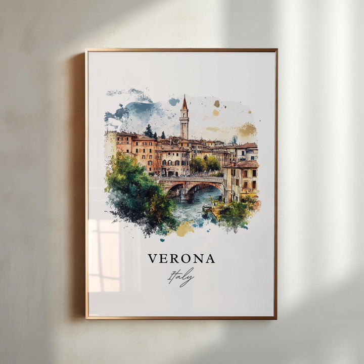 Verona Wall Art, Verona Italy Print, Verona Watercolor Art, Veneto Region Gift,