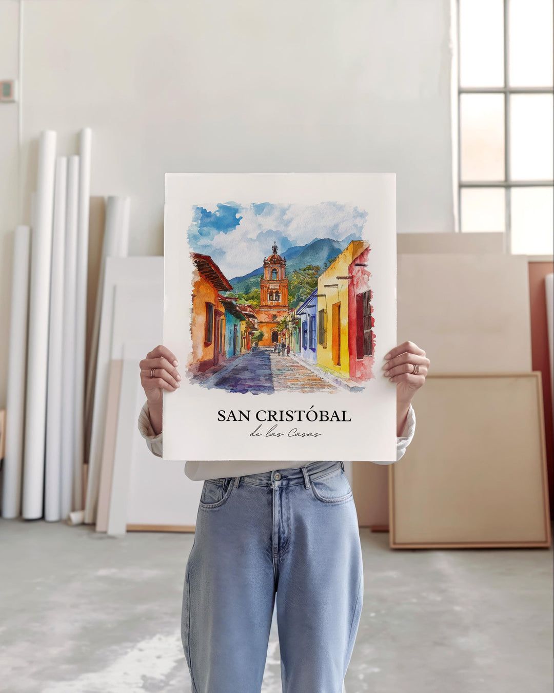 San Cristobal de Las Casas Wall Art, Chiapas Print, Mexico Watercolor Art, Chiapas MX Gift, Travel Print, Travel Poster, Housewarming Gift