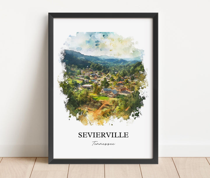 Sevierville TN Wall Art, Great Smoky Mountains Print, TN Watercolor Art, Sevierville Gift, Travel Print, Travel Poster, Housewarming Gift