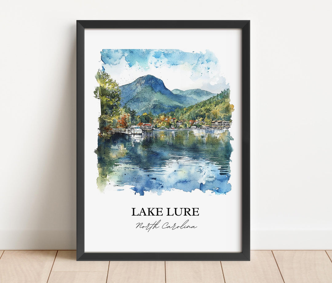 Lake Lure NC Wall Art, Rutherford County Print, Chimney Rock Watercolor Art, Lake Lure Gift, Travel Print, Travel Poster, Housewarming Gift