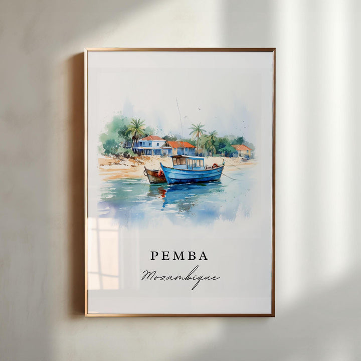 Pemba Mozambique wall art - Mozambique, Pemba poster, Pemba Wedding gift, Birthday present, Custom Text, Personalized Gift