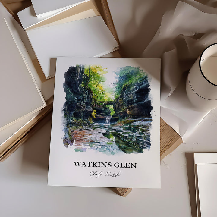 Watkins Glen State Park Art, Finger Lakes Print, Seneca Lake Artwork, Schuyler County Gift, Travel Print, Travel Poster, Housewarming Gift