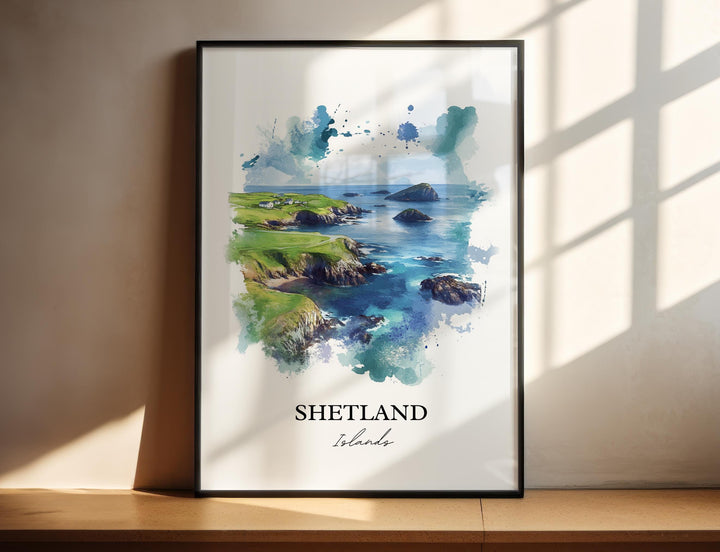 Shetland Islands Wall Art, Orkney Print, Scotland Watercolor Art, Shetland Islands Gift, Travel Print, Travel Poster, Housewarming Gift