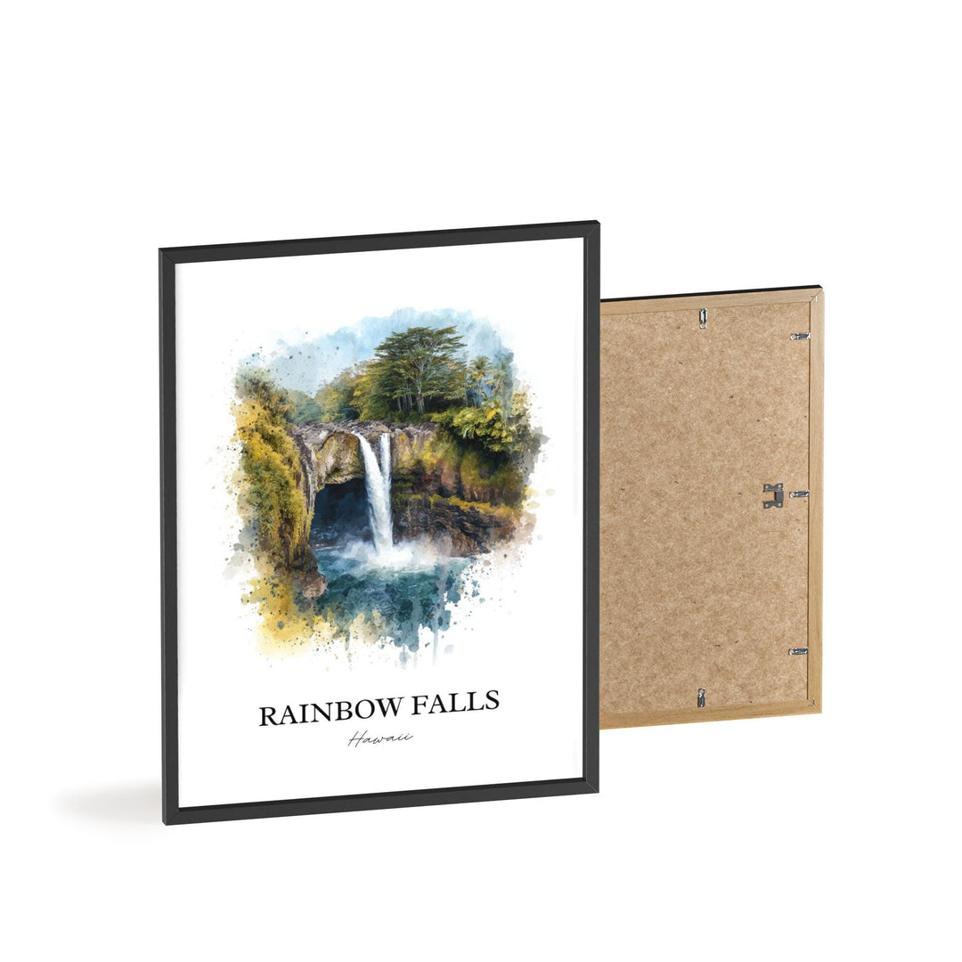 Rainbow Falls Wall Art, Hilo Print, Hilo Hawaii Watercolor Art, Rainbow Falls Gift, Travel Print, Travel Poster, Housewarming Gift