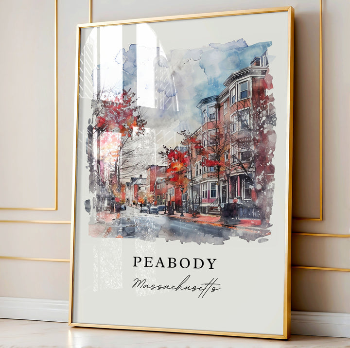 Peabody MA Wall Art, Peabody Print, Massachusetts Wall Art, Peabody Gift, Travel Print, Travel Poster, Travel Gift, Housewarming Gift