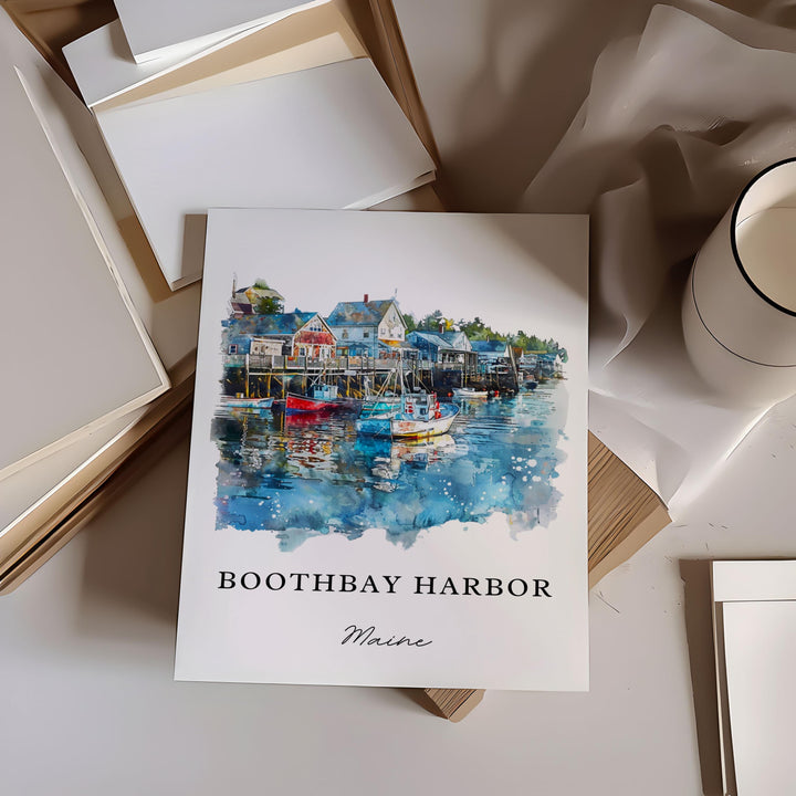 Boothbay Harbor, Maine – Watercolor Art Print