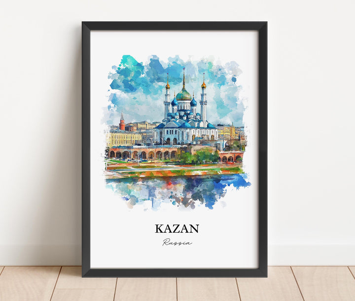 Kazan Russia Wall Art, Republic of Tatarstan Print, Russia Watercolor Art, Kazan Russia Gift, Travel Print, Travel Poster, Housewarming Gift