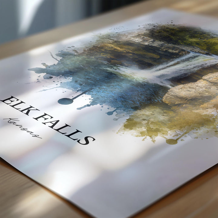Elk Falls KS Wall Art, Elk Falls Print, Elk Falls Watercolor Art, Elk Falls Kansas Gift, Travel Print, Travel Poster, Housewarming Gift