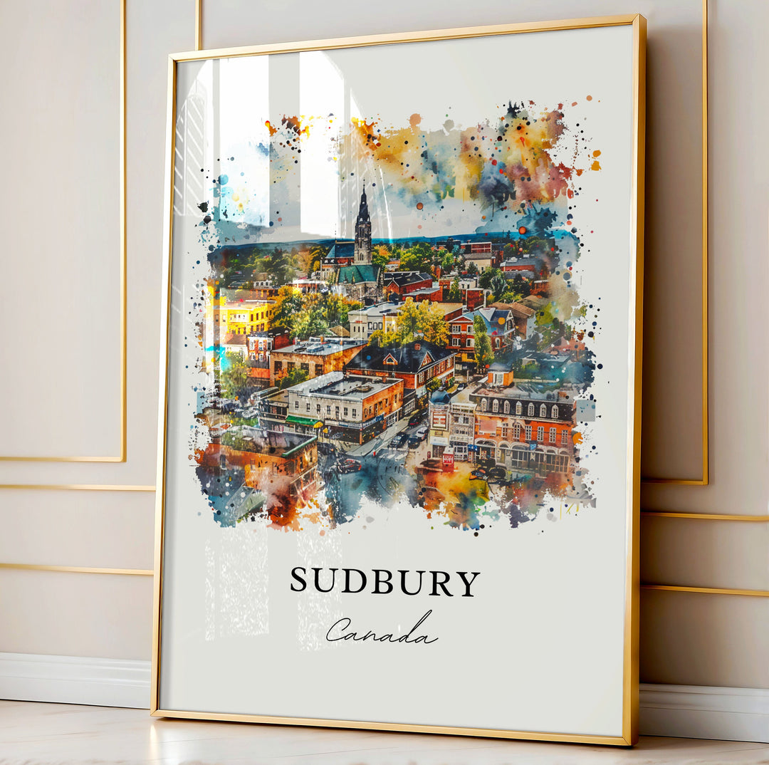 Sudbury Ontario Wall Art, Sudbury Canada Print, Sudbury Watercolor, Sudbury Ontario Gift,