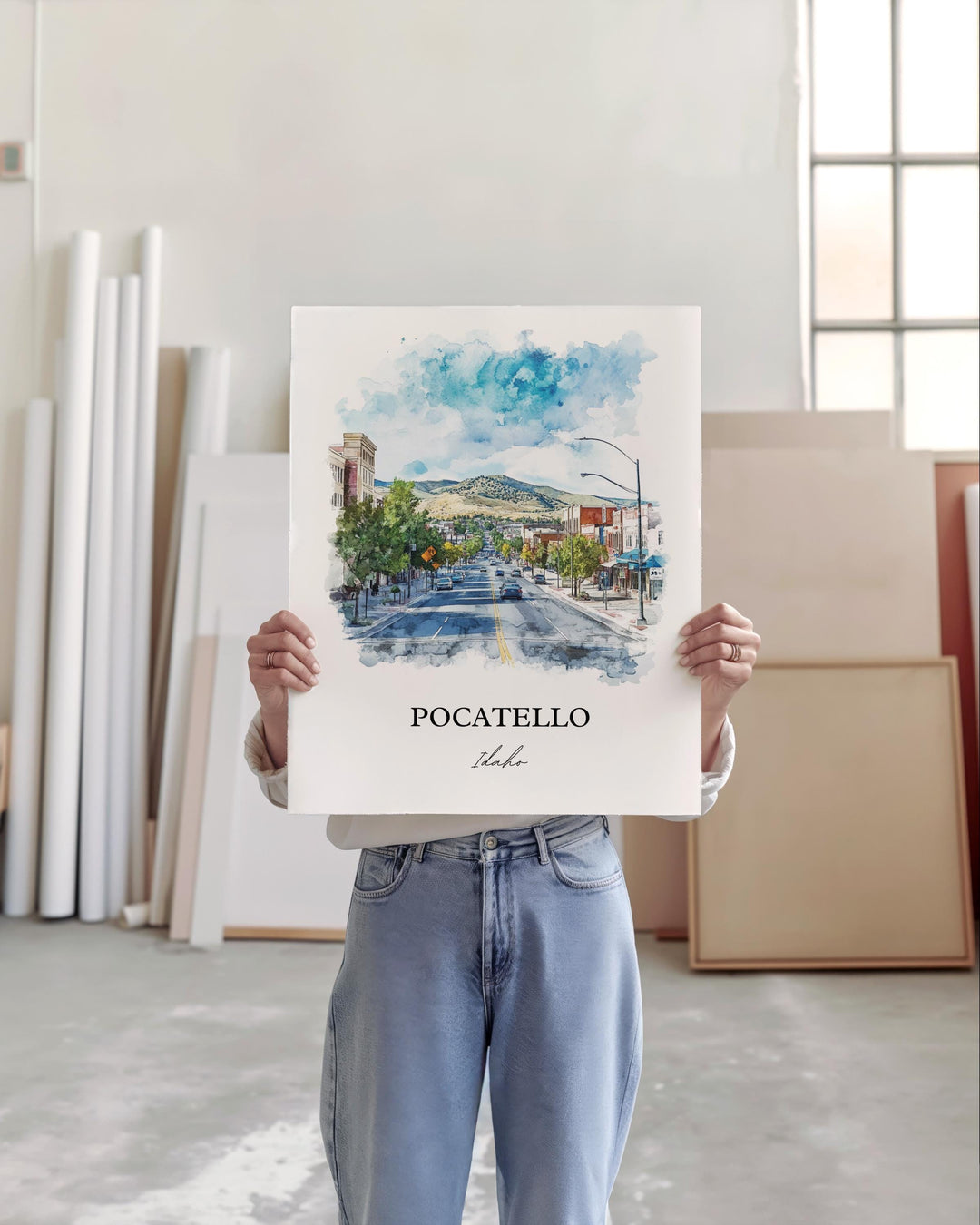 Pocatello ID Wall Art, Bannock County Print, Idaho Watercolor Art, Pocatello Idaho Gift, Travel Print, Travel Poster, Housewarming Gift
