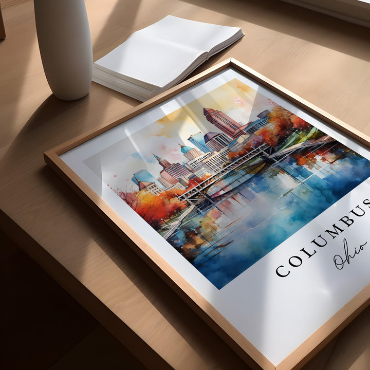 Columbus Ohio wall art - Ohio, Columbus poster, Columbus OH Wedding gift, Columbus Skyline Birthday present, Custom Text, Personalized Gift