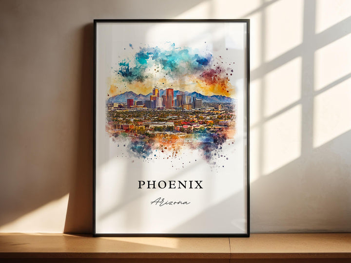 Phoenix AZ Wall Art, Phoenix Arizona Print, Phoenix Watercolor Art, Phoenix AZ Gift, Arizona