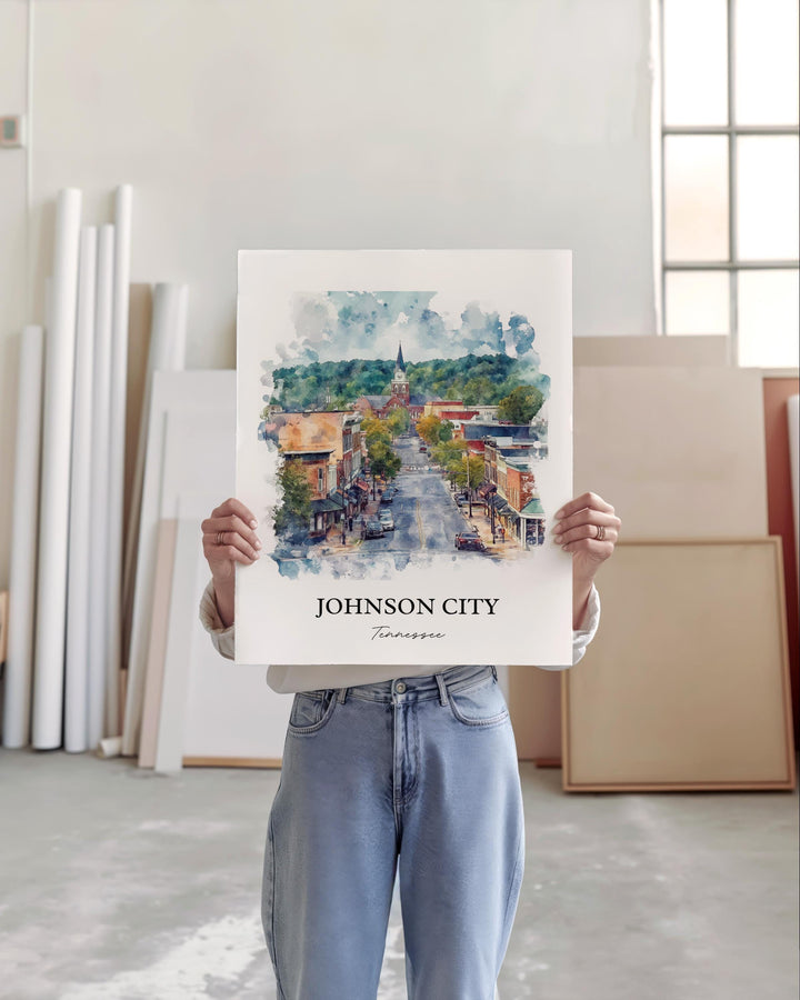 Johnson City TN Wall Art, Winged Deer Park Print, Tennessee Artwork, Johnson City Gift, Travel Print, Travel Poster, Housewarming Gift