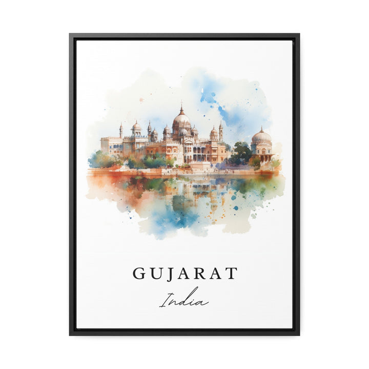 Gujarat traditional travel art - India, Gujarat poster print, Wedding gift, Birthday present, Custom Text, Perfect Gift