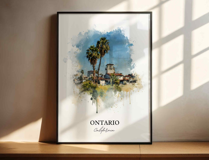 Ontario California Wall Art, Ontario CA Print, Los Angeles Watercolor Art, Los Angeles Gift, Travel Print, Travel Poster, Housewarming Gift